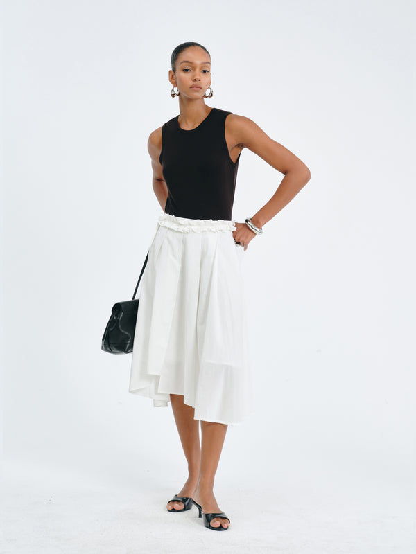 Asymmetric Pleated Skirt