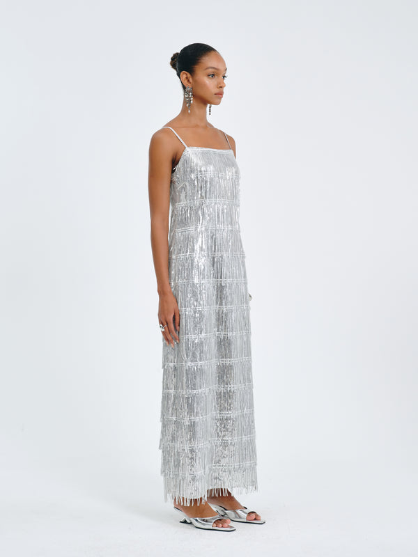 Luxe Fringed Sequin Dress