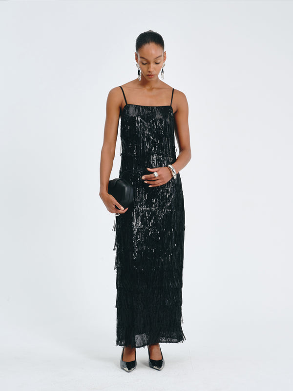 Luxe Fringed Sequin Dress