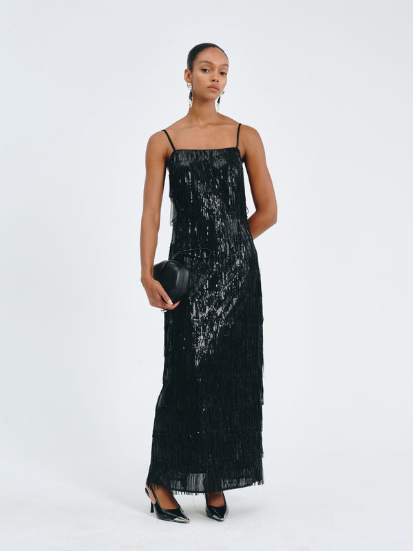 Luxe Fringed Sequin Dress
