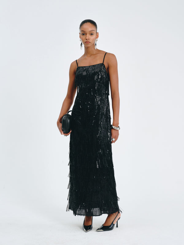 Luxe Fringed Sequin Dress