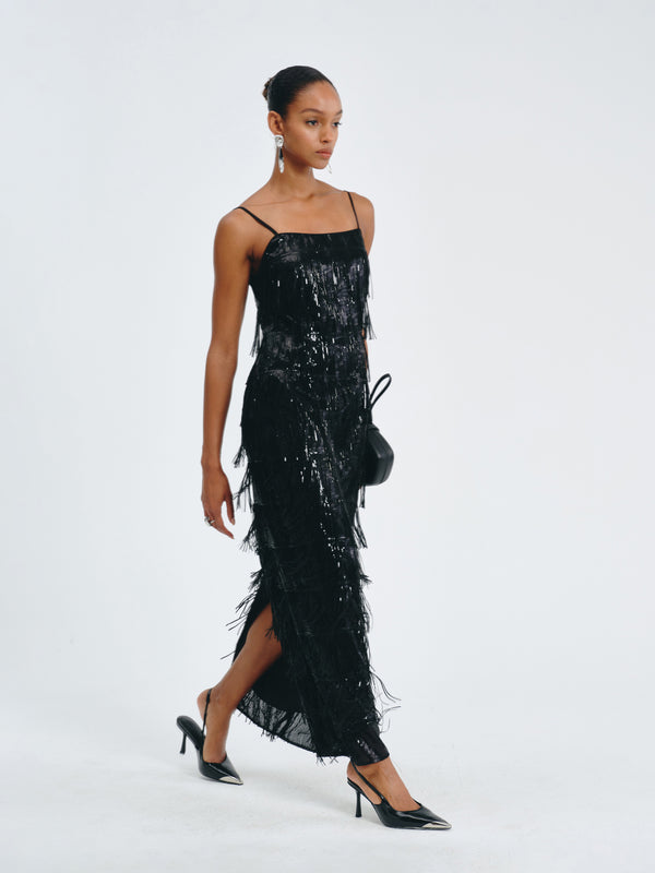 Luxe Fringed Sequin Dress