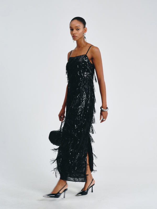 Luxe Fringed Sequin Dress