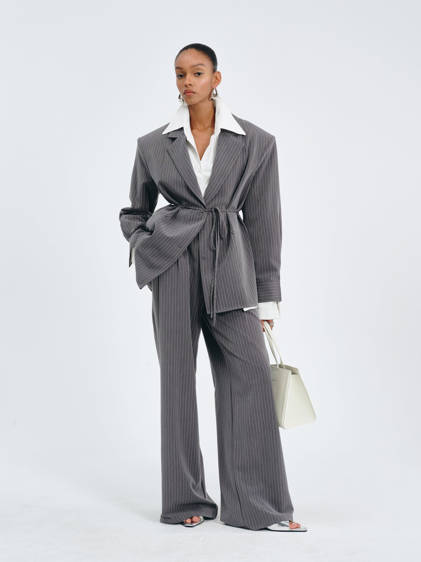 Stripes Belted Blazer