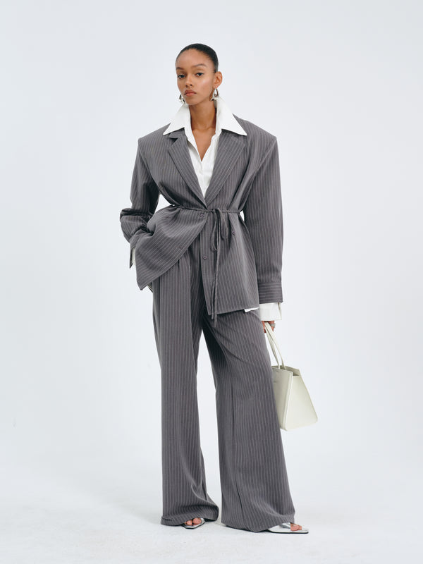Stripes Belted Blazer