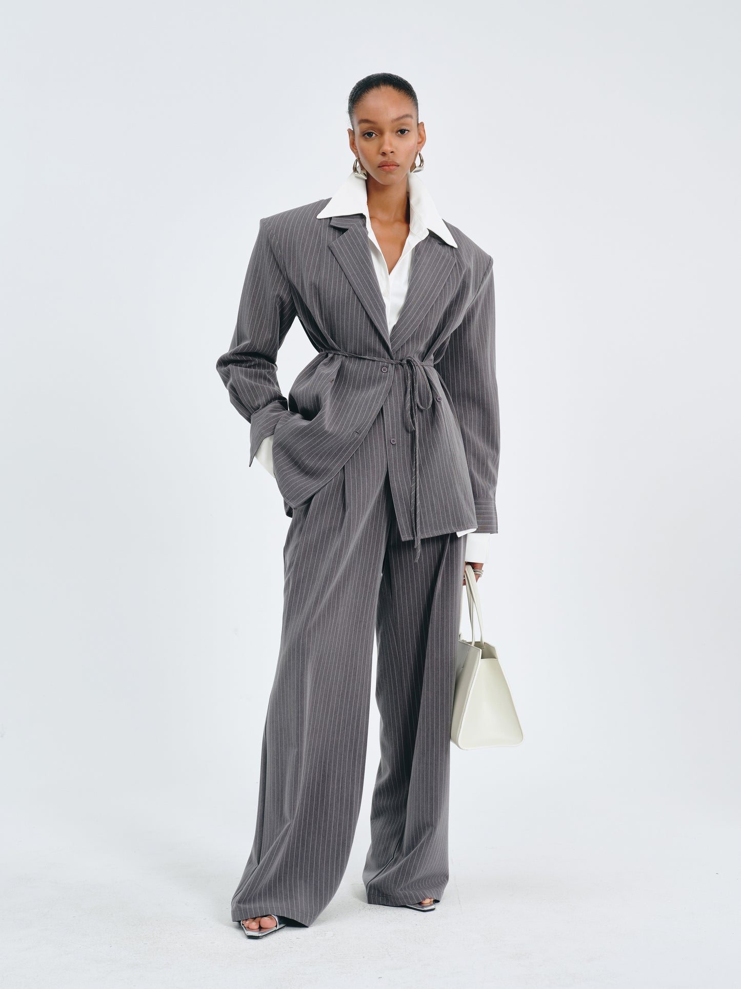 Stripes Belted Blazer