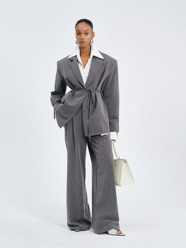 Stripes Belted Blazer