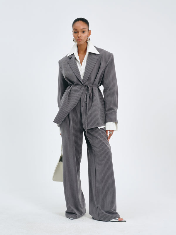 Stripes Belted Blazer