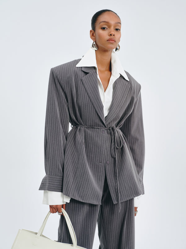 Stripes Belted Blazer