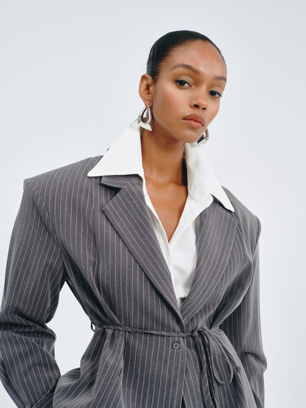 Stripes Belted Blazer