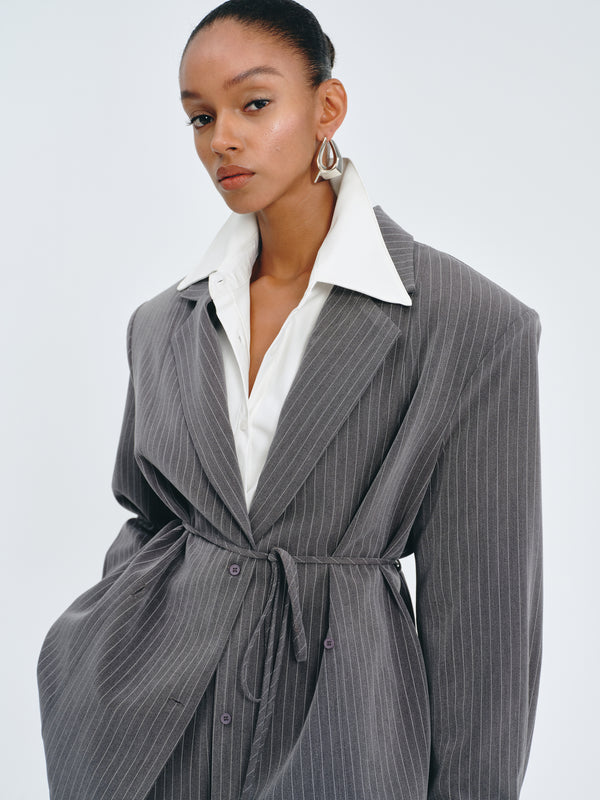 Stripes Belted Blazer
