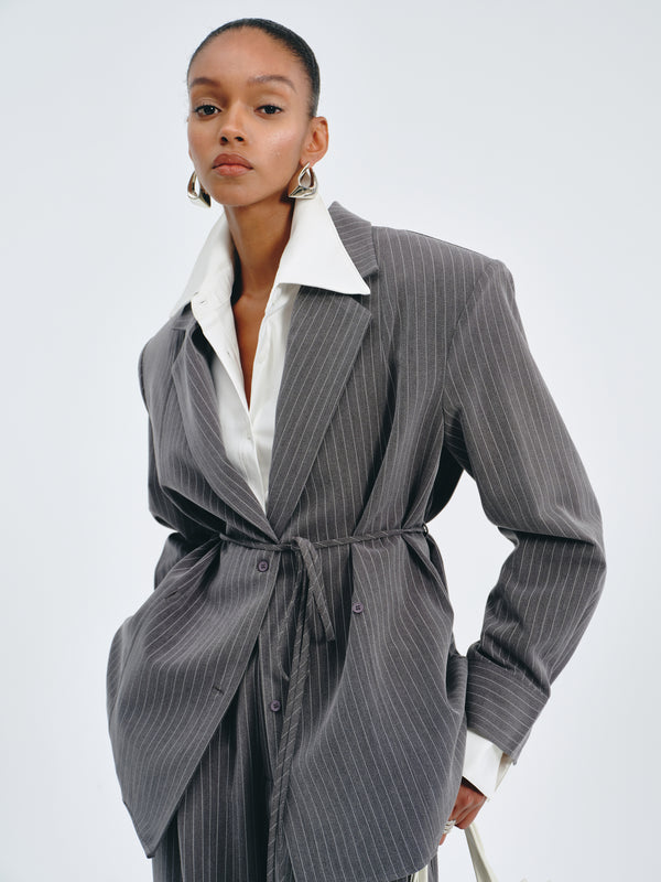 Stripes Belted Blazer