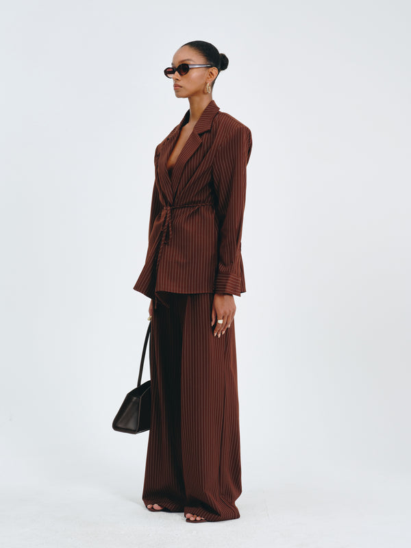 Stripes Belted Blazer