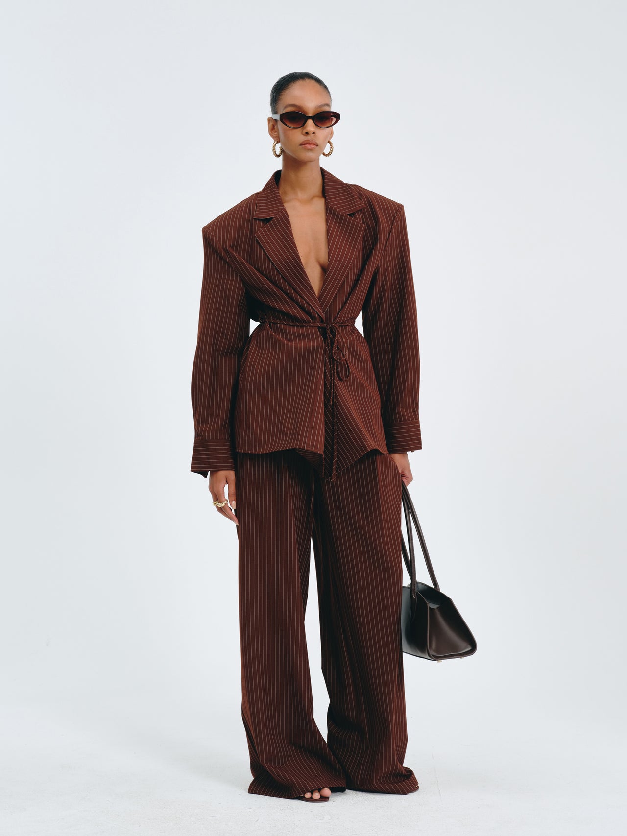 Stripes Belted Blazer