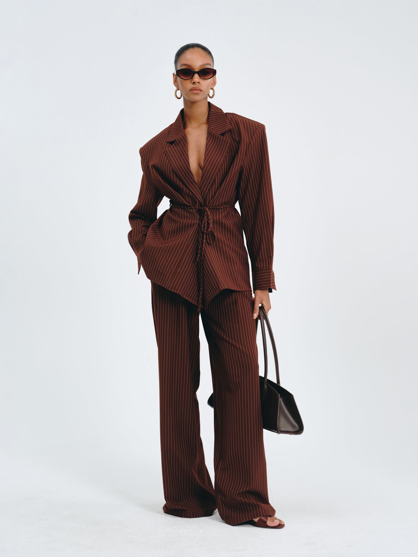 Stripes Belted Blazer