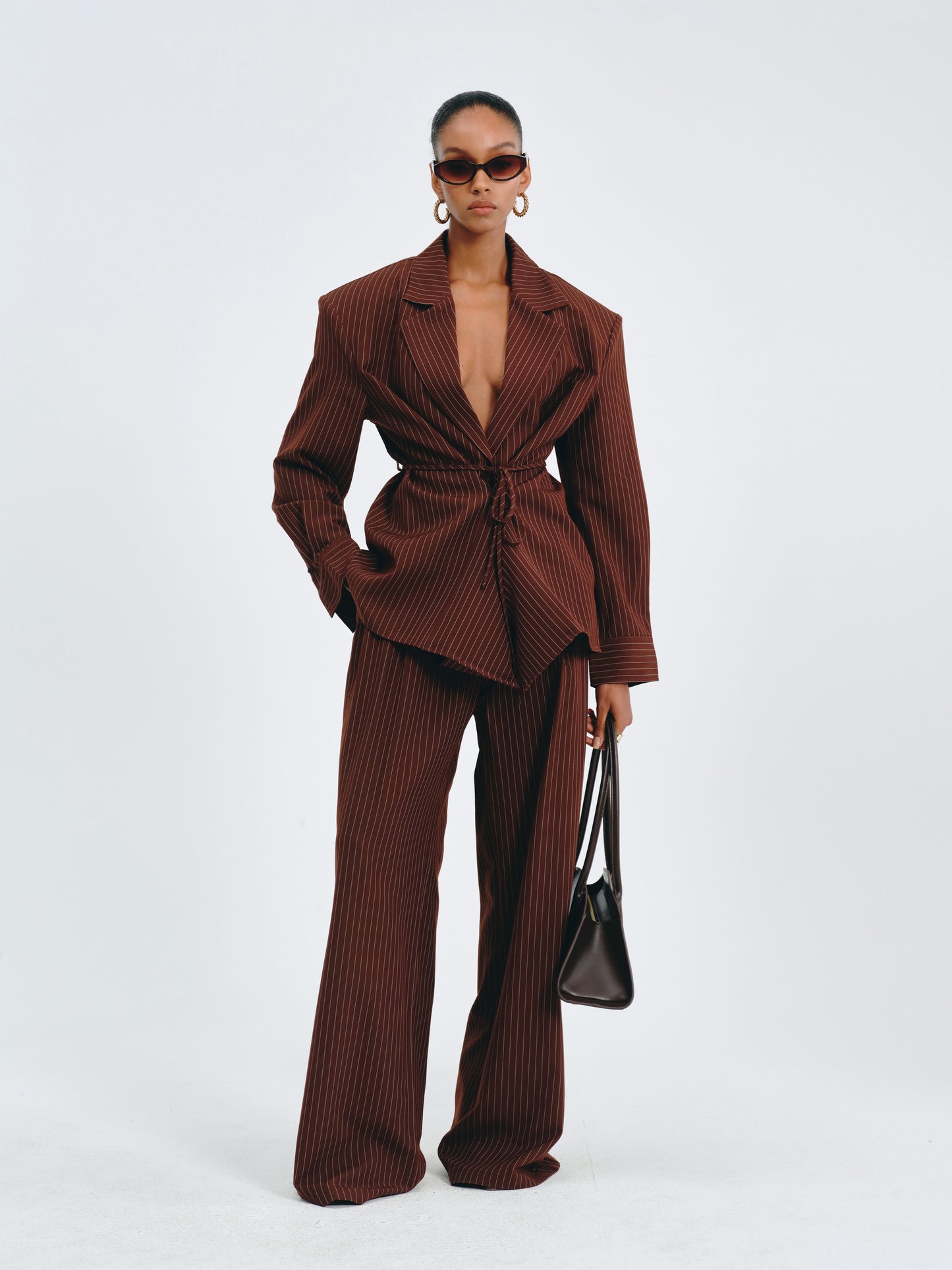 Stripes Belted Blazer