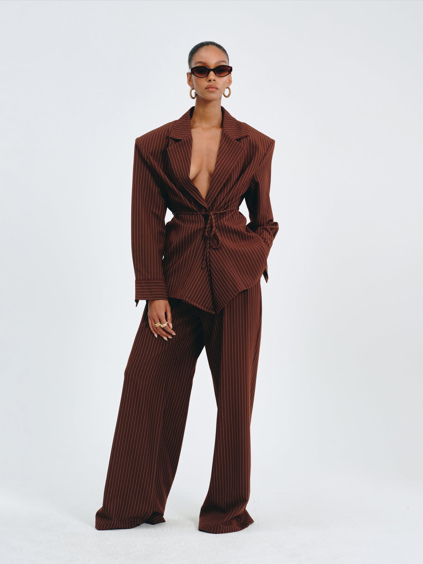 Stripes Belted Blazer