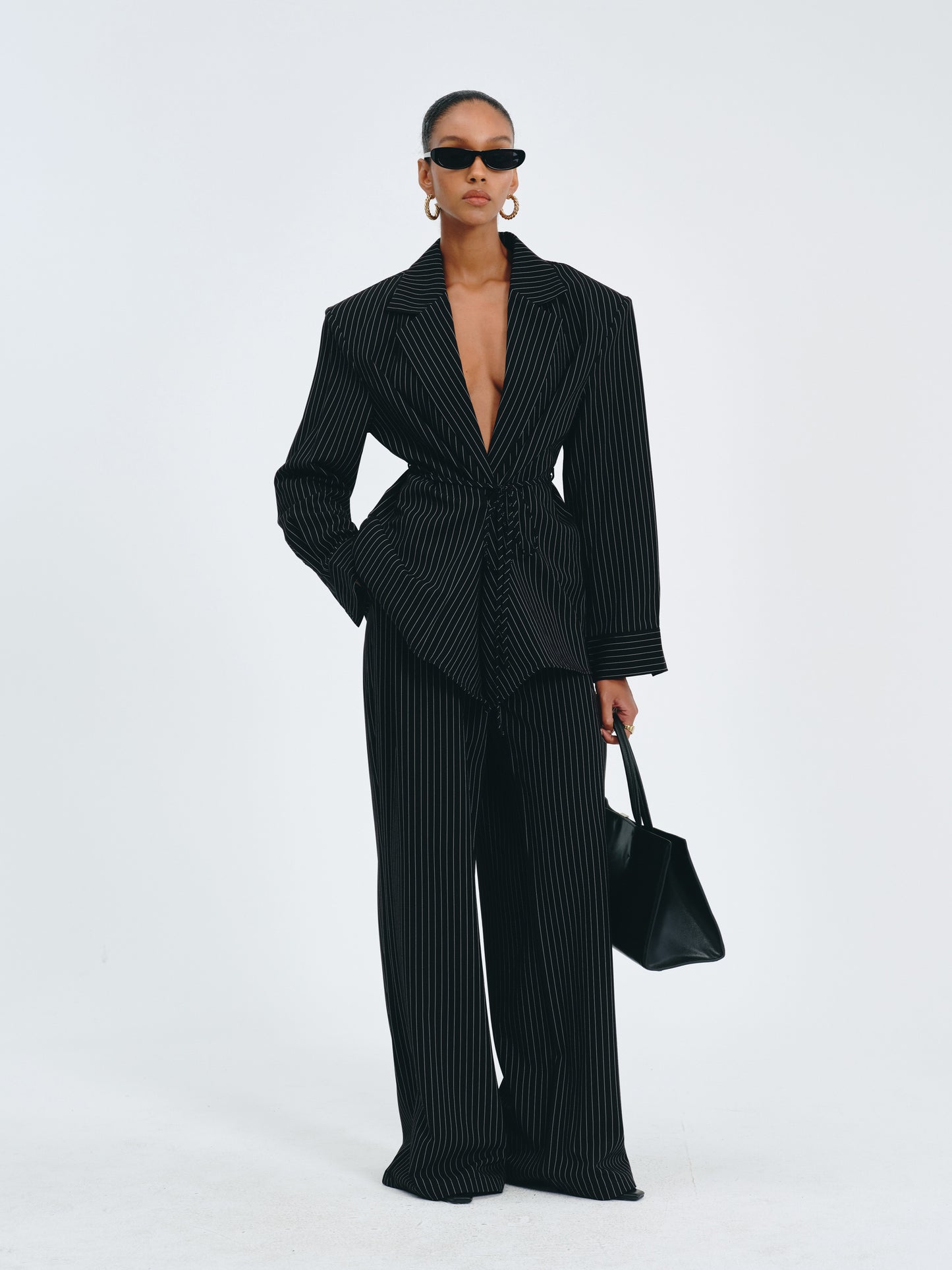 Stripes Belted Blazer