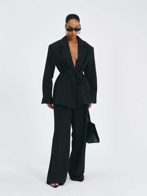 Stripes Belted Blazer