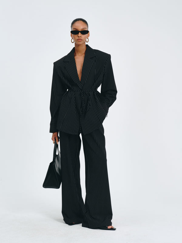 Stripes Belted Blazer