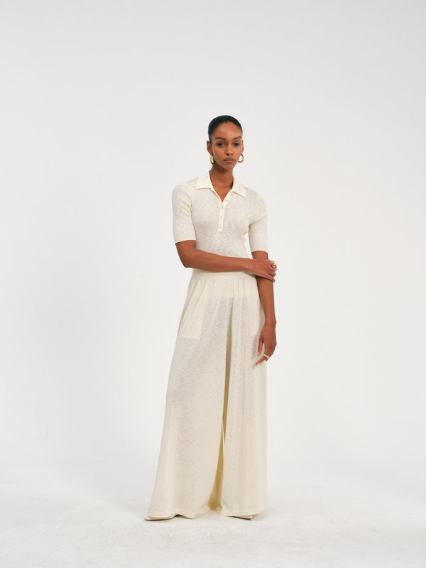 Elastic-Waist Wide-Leg Trousers