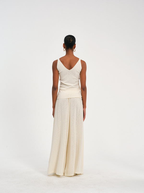Elastic-Waist Wide-Leg Trousers