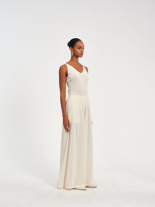 Elastic-Waist Wide-Leg Trousers