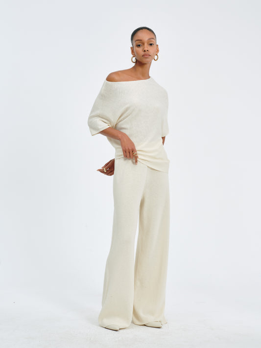 Pleated Waist Wide-Leg Pants