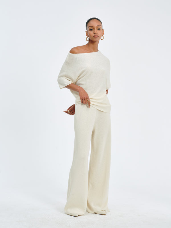 Pleated Waist Wide-Leg Pants