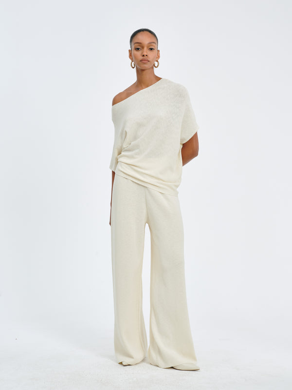 Pleated Waist Wide-Leg Pants