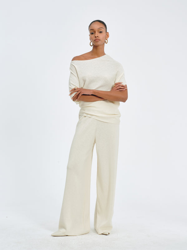 Pleated Waist Wide-Leg Pants