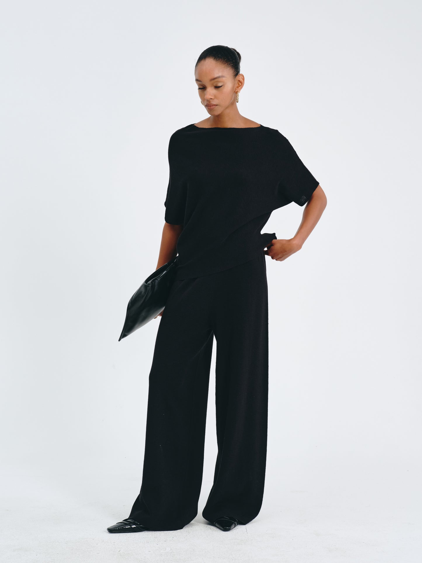 Pleated Waist Wide-Leg Pants