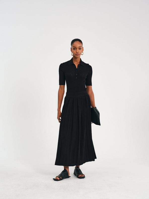 High-Waisted Pleated Skirt