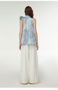 Ripple-Dye Satin Halter Top