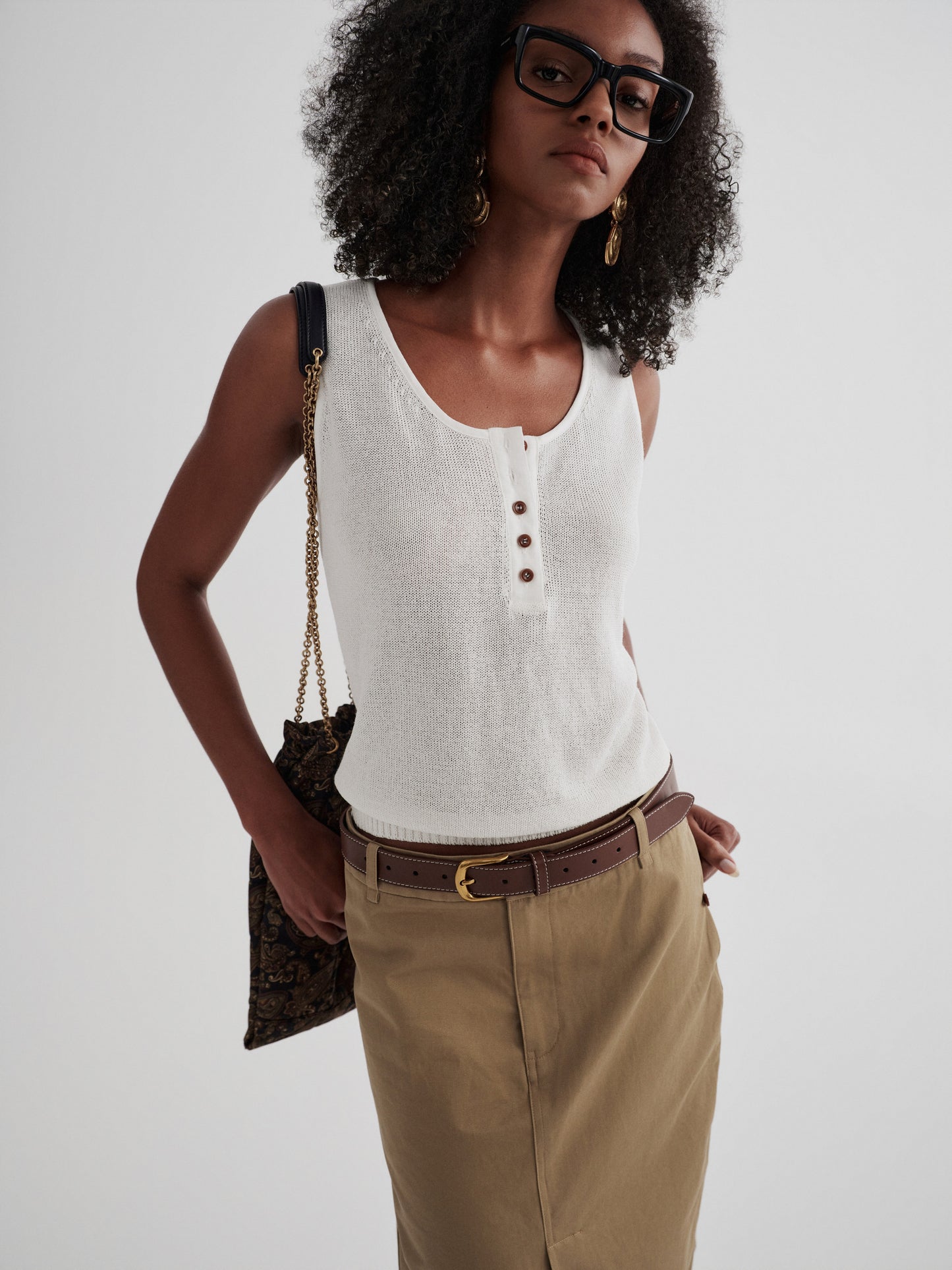 Veil Button Knit Top