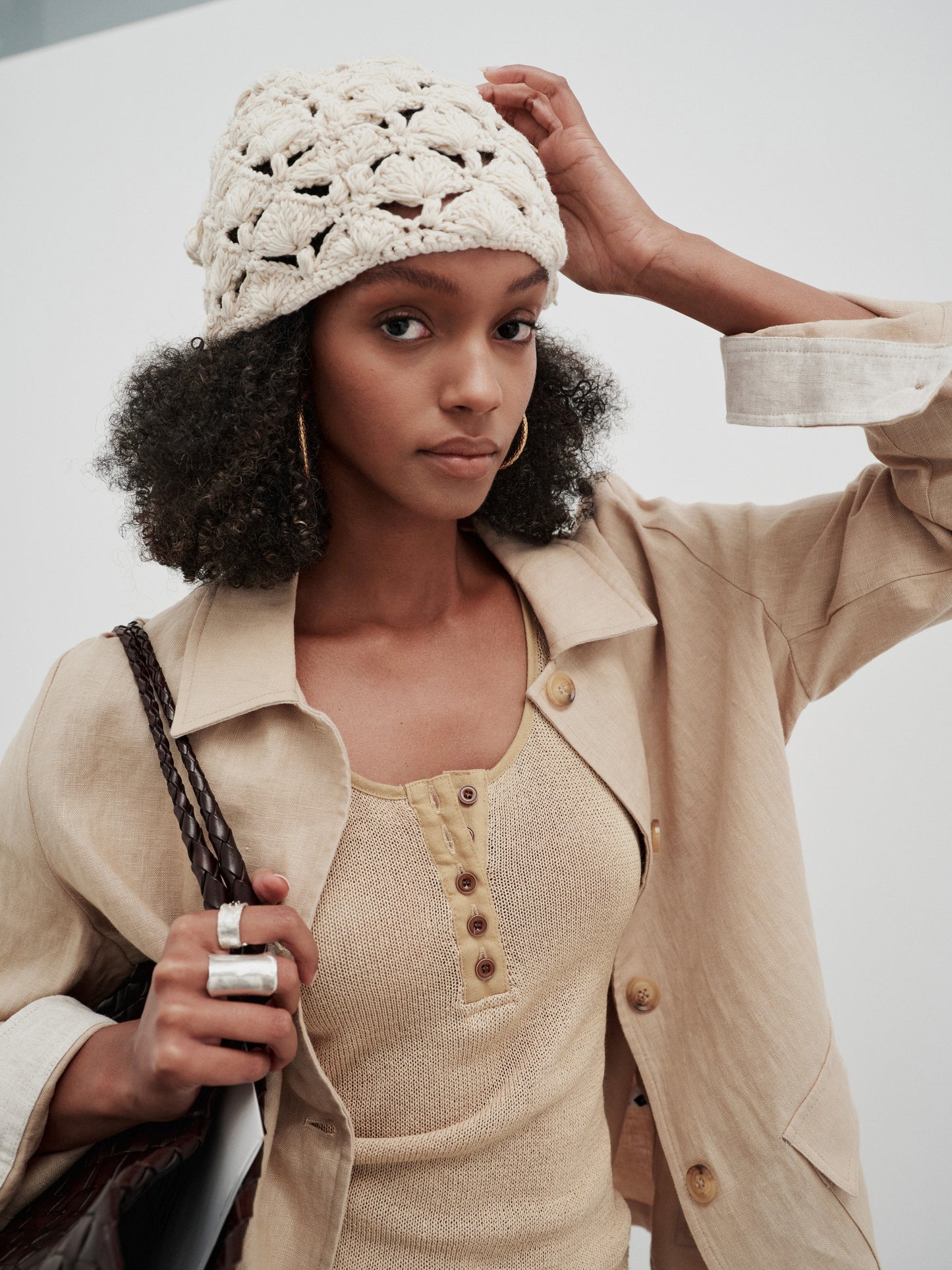 Veil Button Knit Top