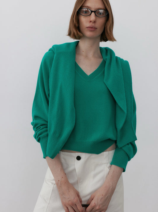 Peacock V-Neck Wool Sweater