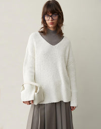 Loose V-neck Knit Sweater