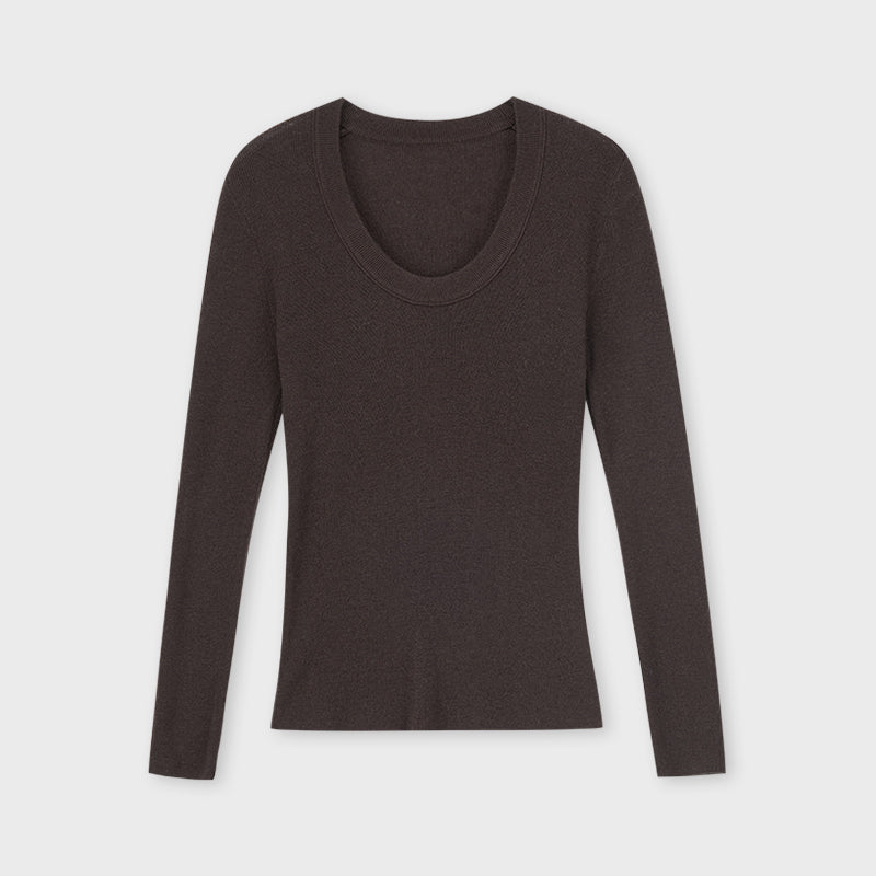 Wool Thin U Neck Bottom Shirt