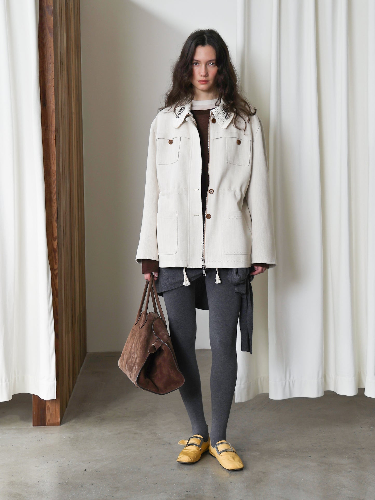 Crochet-Collar Utility Jacket