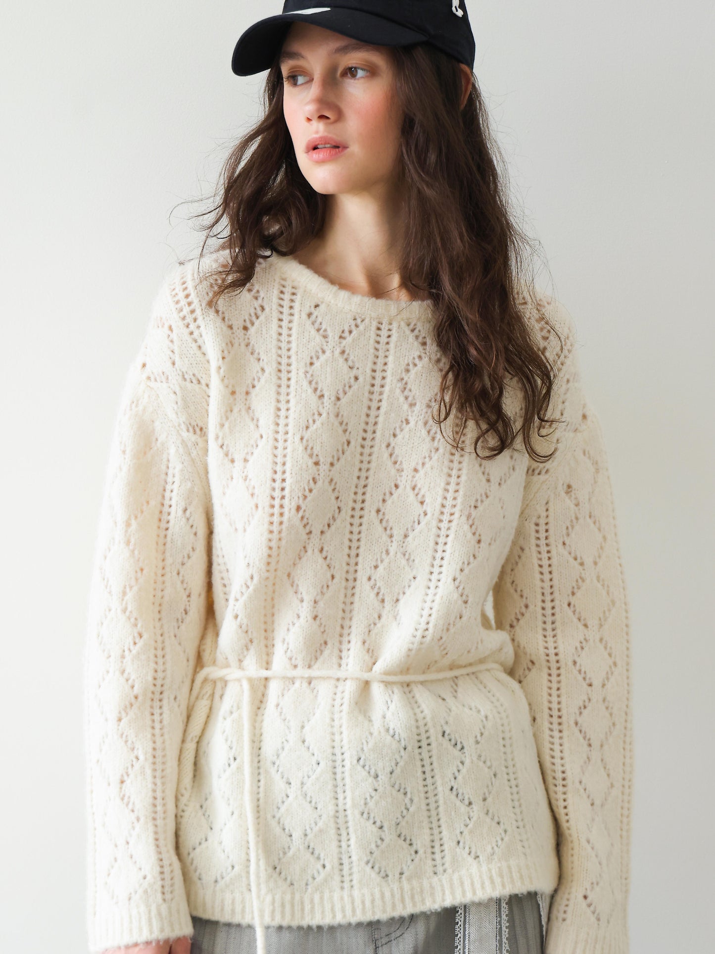 Crochet Lattice Tie Sweater