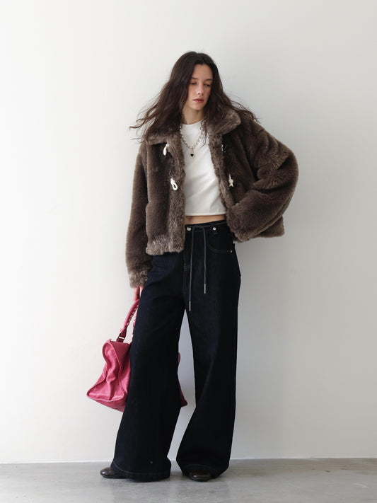 Indigo Drawstring Wide-Leg Denim