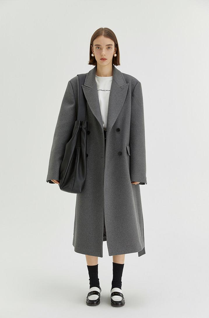 Tailored Grey Wool-Blend Overcoat