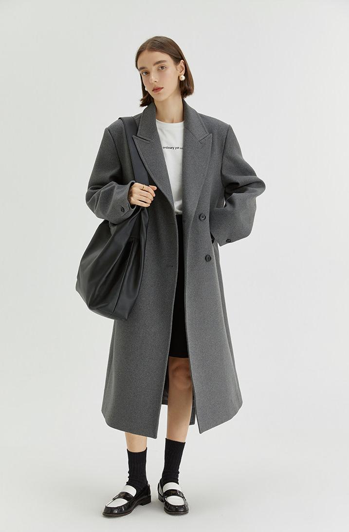 Tailored Grey Wool-Blend Overcoat