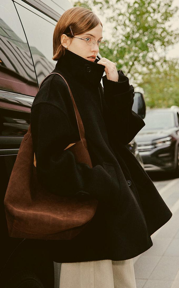 Cape-Form Cocoon Coat