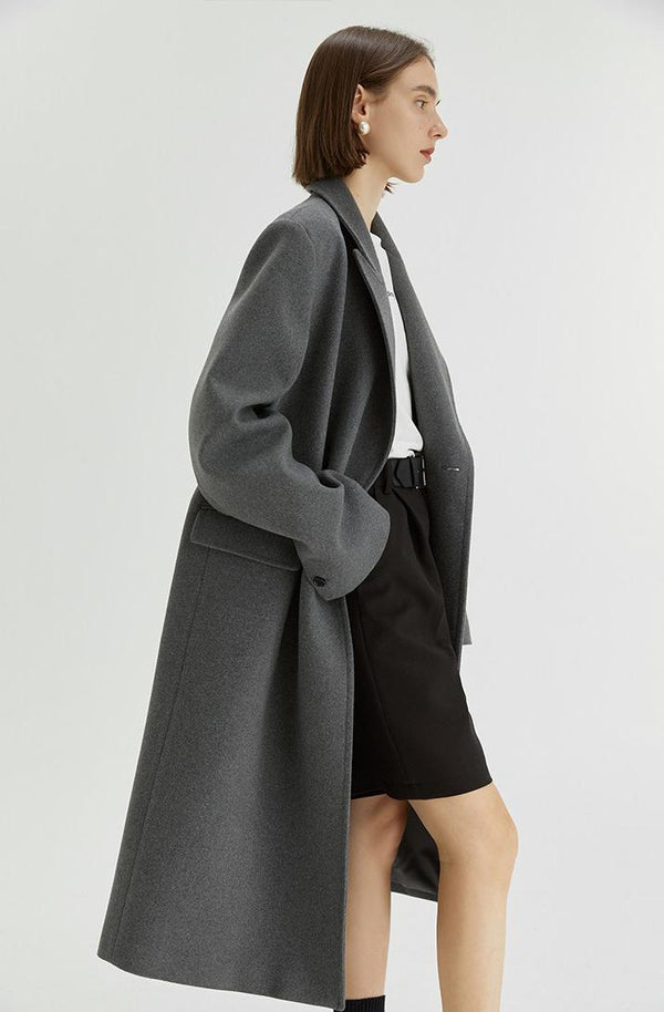 Tailored Grey Wool-Blend Overcoat