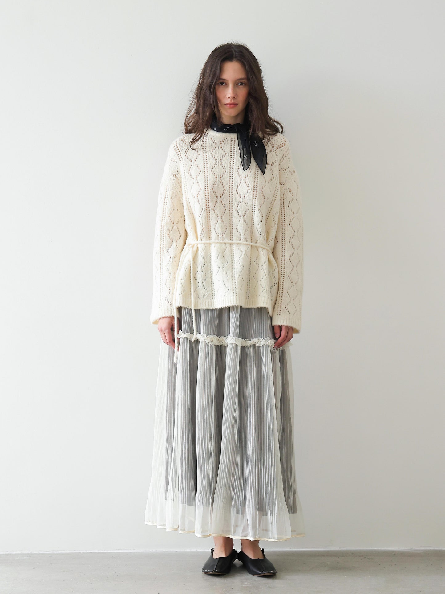 Crochet Lattice Tie Sweater