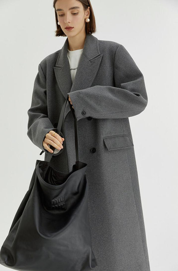 Tailored Grey Wool-Blend Overcoat