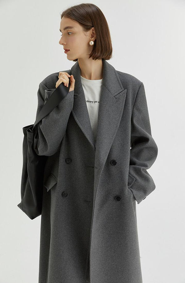 Tailored Grey Wool-Blend Overcoat