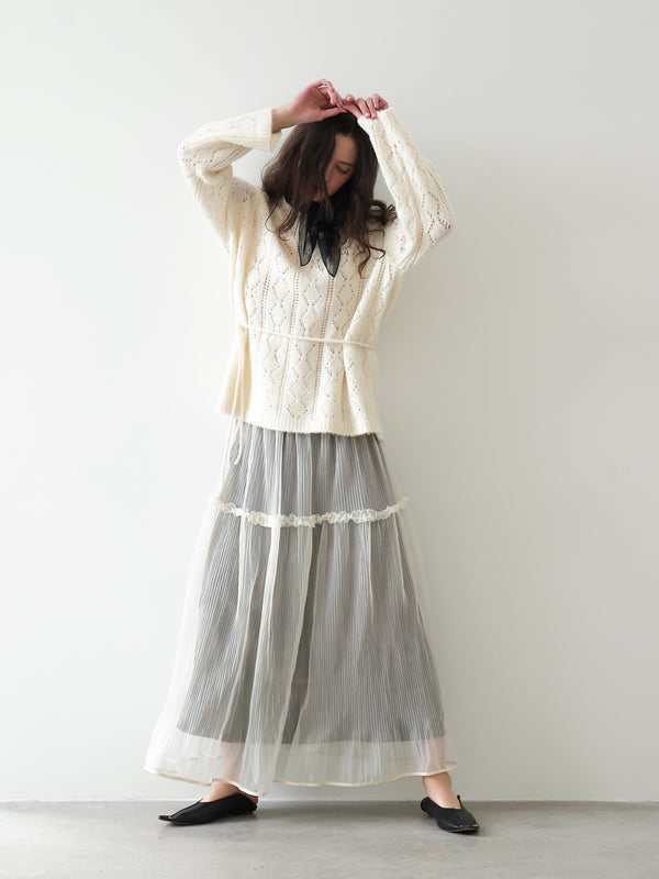 Veil Lace-Trim Tulle Skirt